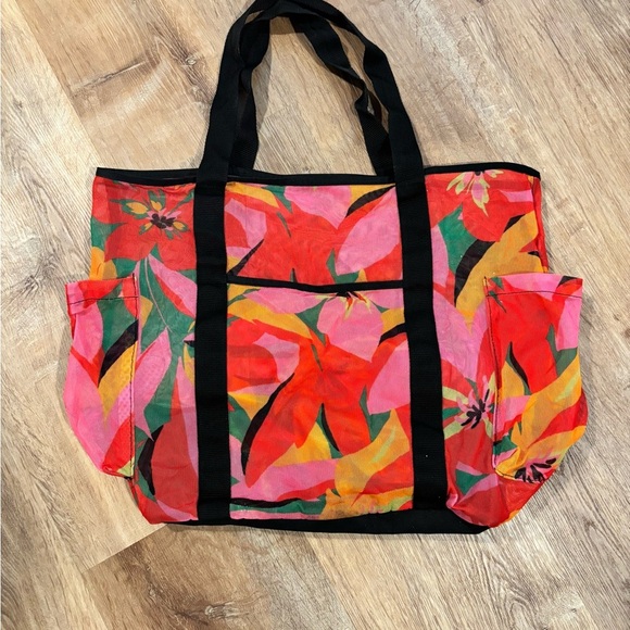 Shade & Shore Accessories - Shade & Shore Tropical Flower Mesh Beach Bag